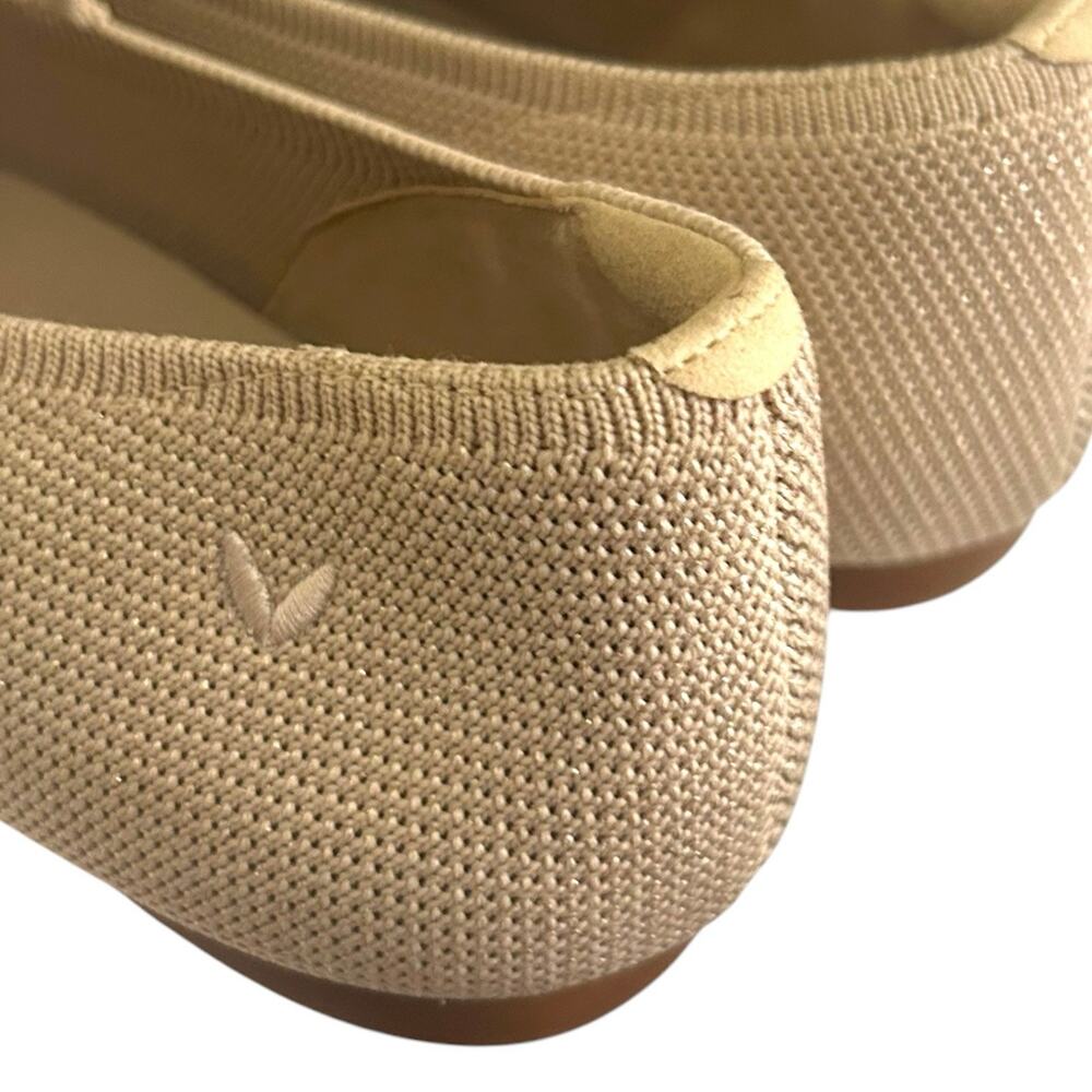 VIVAIA, 'Aria' Pointed-Toe V-Strap Mary-Jane Flats Gold Shimmer Beige Size 11 US - Picture 10 of 12
